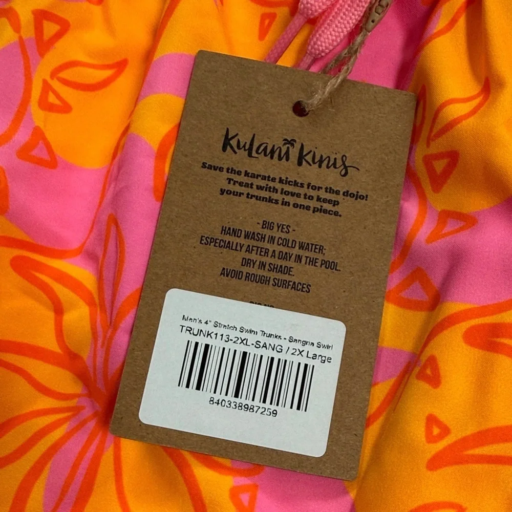 Kulani Kinis Pink and Orange Floral Shorts men’s swim trunks size 2XL